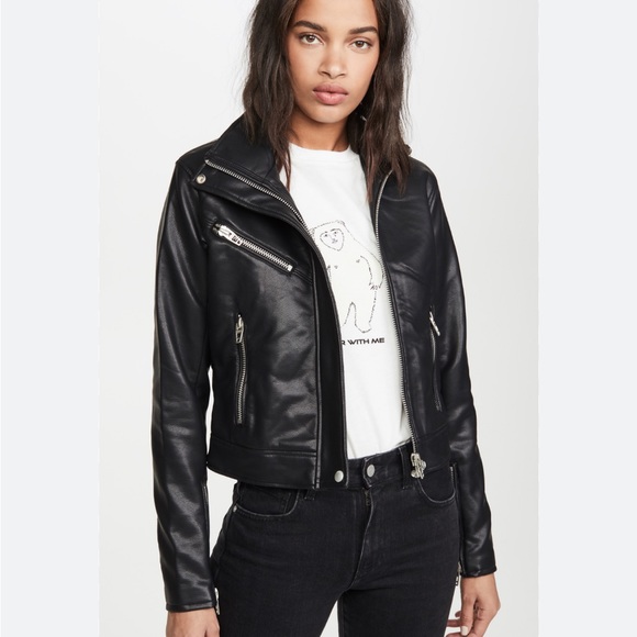 Blank NYC Faux Black Leather Full Zip Moto Jacket NWOT Sz M Lined Mob Wife - Picture 10 of 16